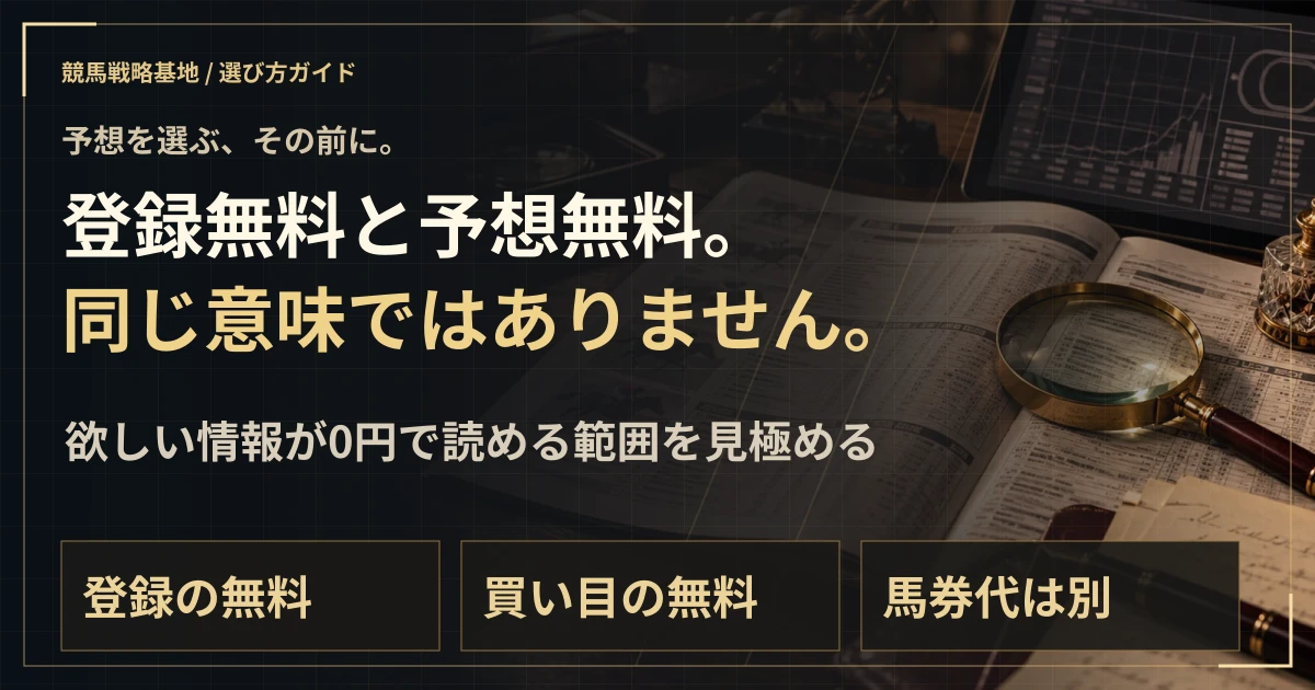 「登録無料」と「予想無料」は、どこが違う？の解説ビジュアル