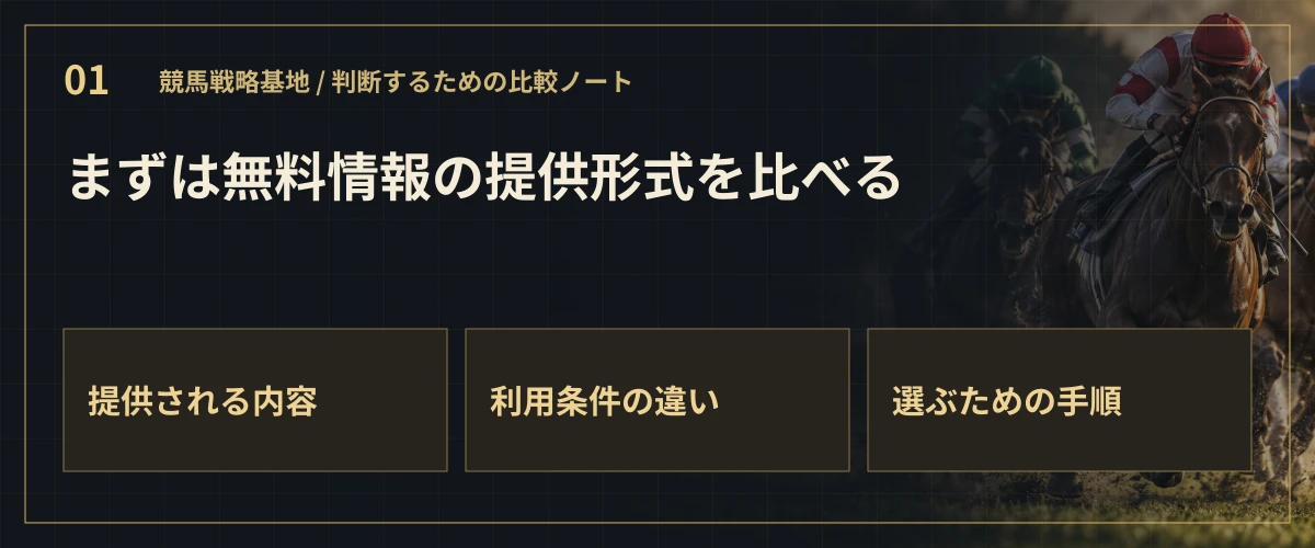 まずは無料情報の提供形式を比べる