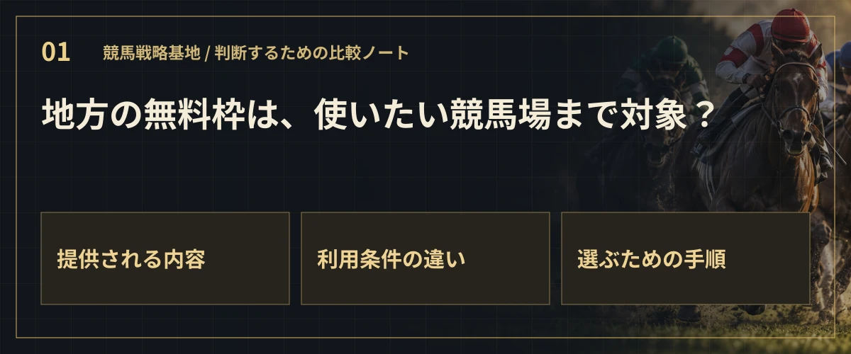 地方の無料枠は、使いたい競馬場まで対象?