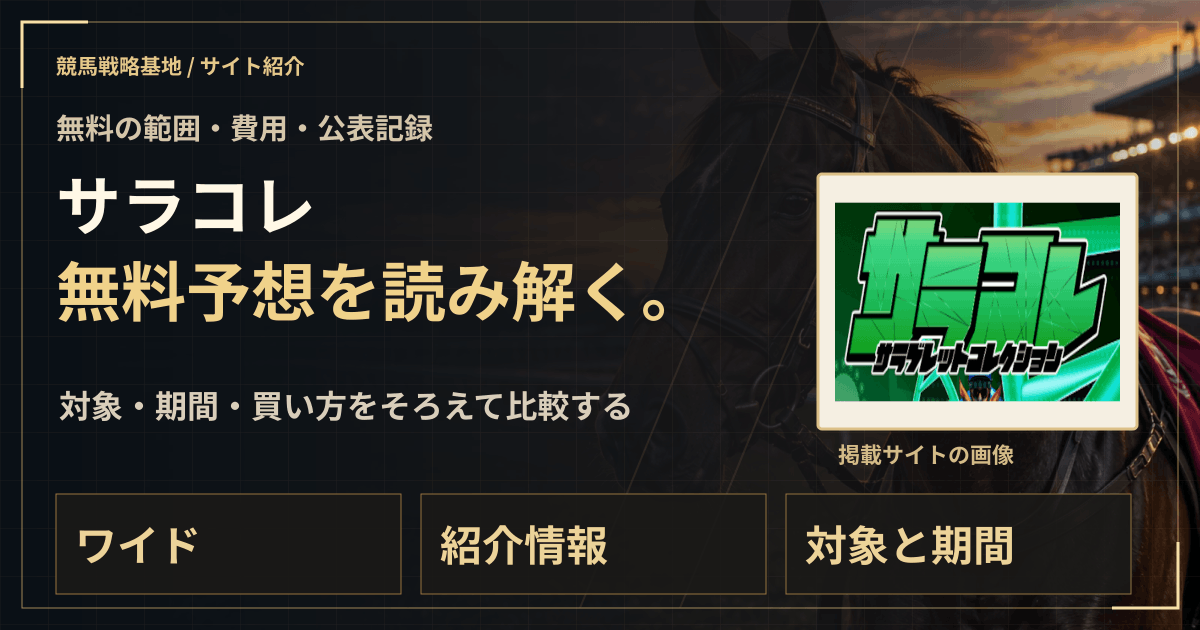 サラコレの無料予想|実績・料金・利用条件の解説ビジュアル