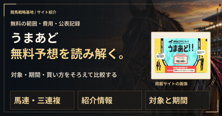 うまあどの無料予想｜実績・料金・利用条件の解説ビジュアル