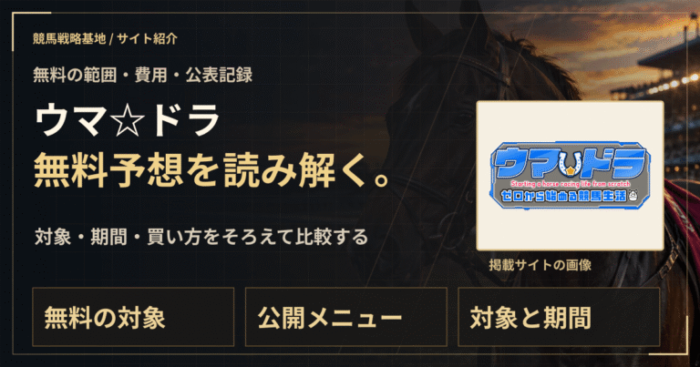 ウマ☆ドラの無料予想｜実績・料金・利用条件の解説ビジュアル