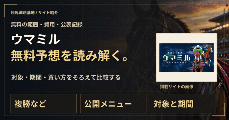 ウマミルの無料予想｜実績・料金・利用条件の解説ビジュアル